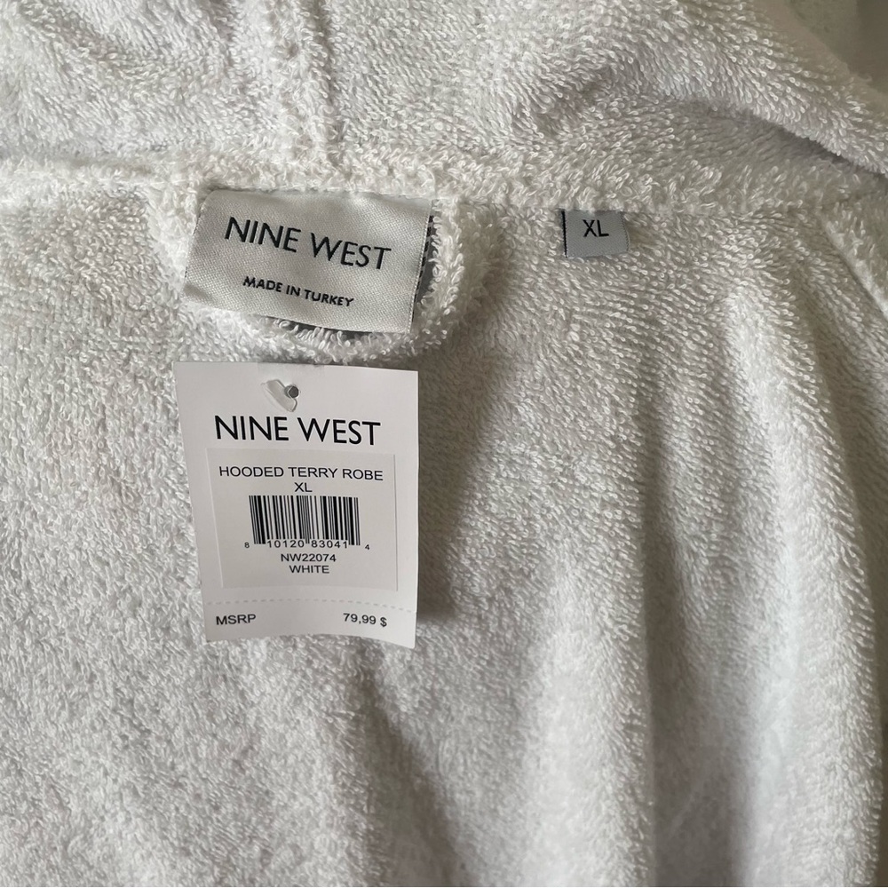 NWT - Nine West Luxury Turkish Cotton Hooded Robe - Unisex XL - Picture 4 of 9